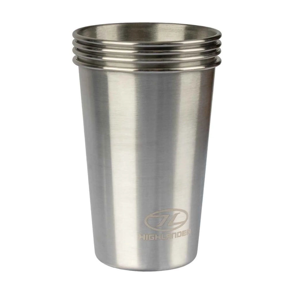 Highlander, STAINLESS STEEL CAMP CUP, 500ML X4