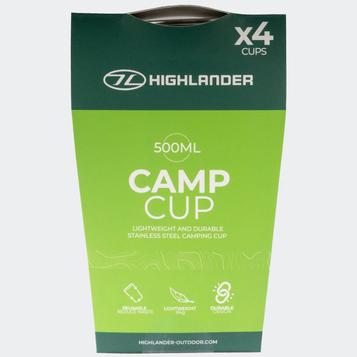 Highlander, STAINLESS STEEL CAMP CUP, 500ML X4
