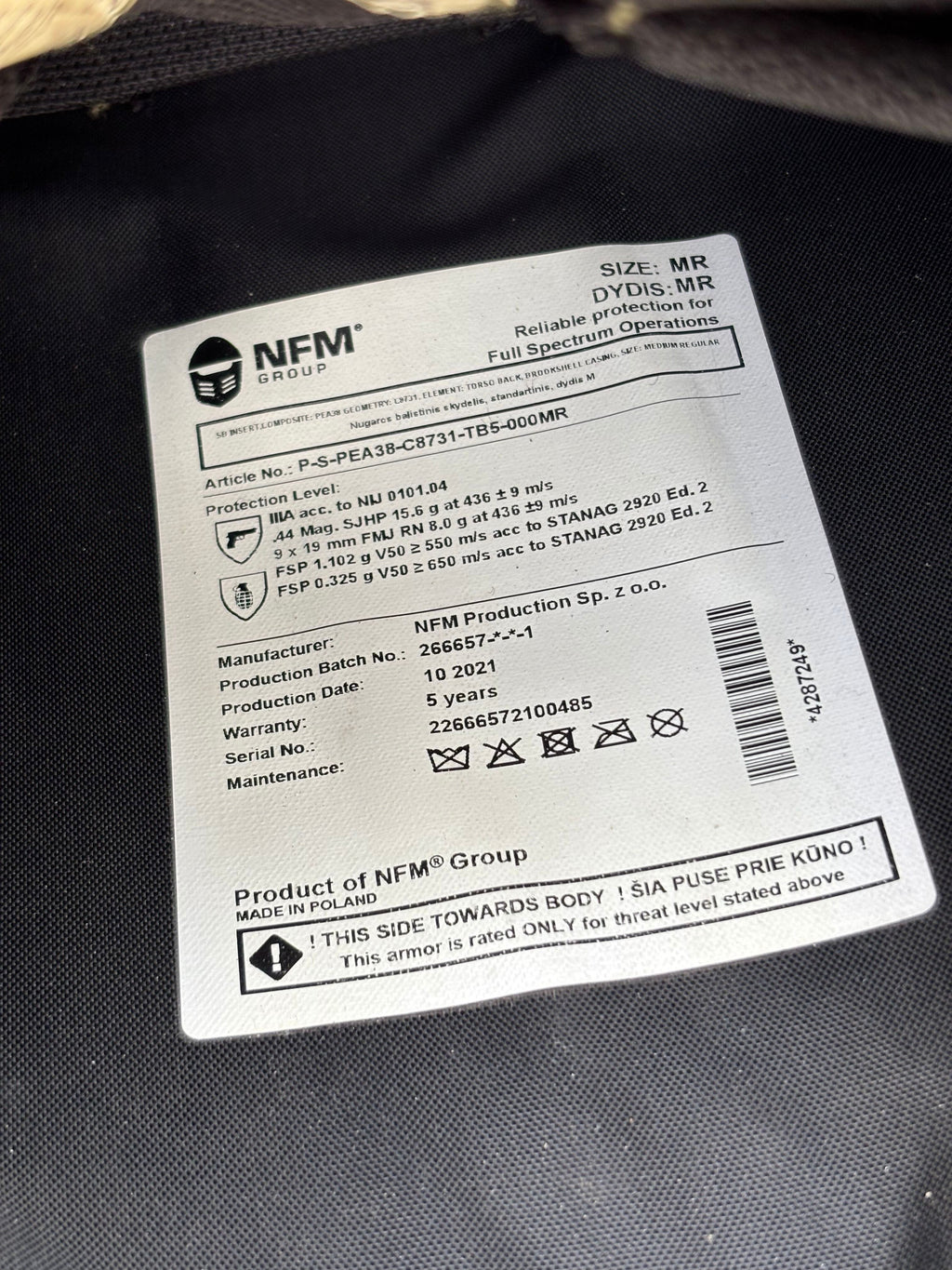 NFM Air Grid 6/9 Ballistic vest with armour add-ons